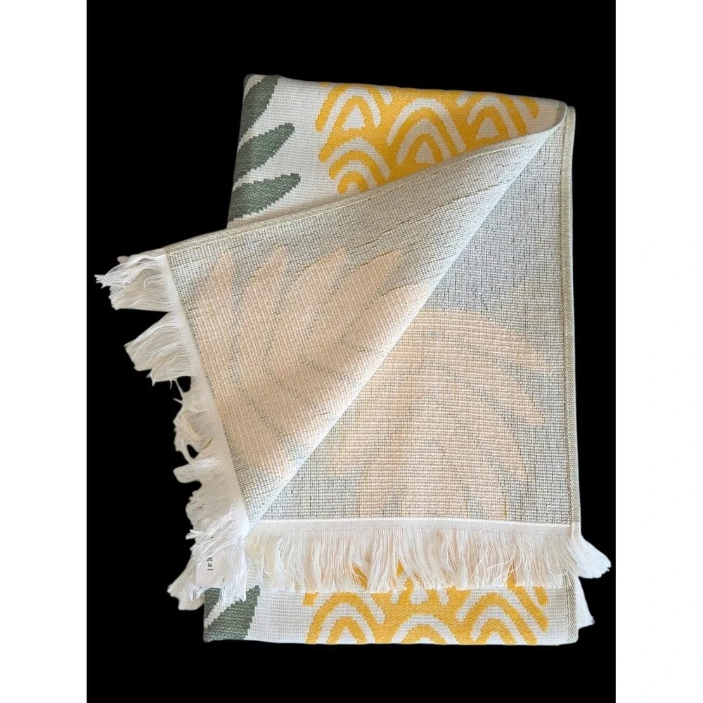 Bianca Pineapple Cotton Beach Towel Yellow Green Jacquard Weave Made in Portugal